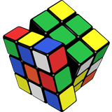 Muestra un cubo de Rubik con un tercio de una de las caras girada.