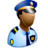 Icono de un policia, con gorra y camisa azul con distintivos.