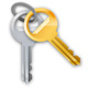 Dos llaves enlazadas por un aro metálico. Una llave delante de color dorado y detrás otra de color plateado.