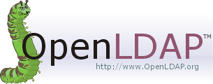 Gusano de color verde situado a la izquierda y acompañado del texto: OpenLDAP. Debajo del texto alineado a la derecha aparece el texto: http://www.OpenLDAP.org