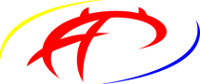 Se ven representadas las letras FTP en color rojo en el centro estando rodeadas a la izquierda por una línea casi circular amarilla y a la derecha por una línea casi circular azul, formando todo algo similar a una elipse.