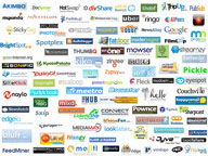 Servicios Web. Imagen de una composición con los logos de muchas empresas proveedoras de servicios web.