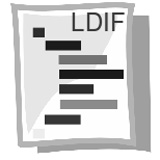 Ilustración que representa esquemáticamente una hoja de código en la que solo se lee en la cabecera LDIF.