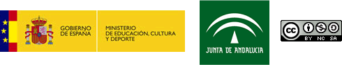 Logotipos del Ministerio de Educación, Cultura y Deporte, Junta de Andalucía y licencia Creative Commons