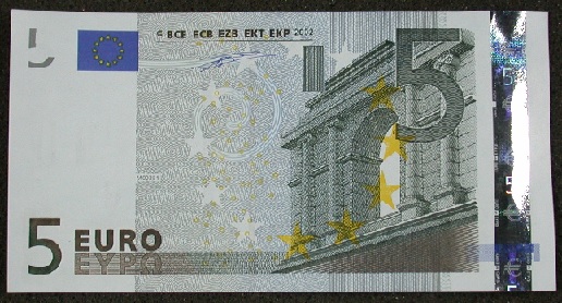 Billete de cinco euros.