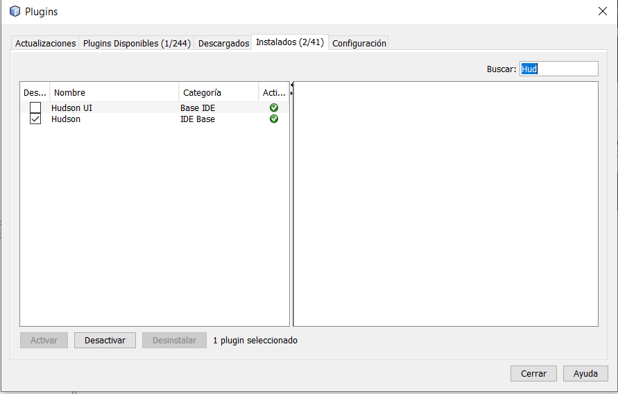 Captura de pantalla de la funcionalidad de eliminar módulos que tiene NetBeans. 