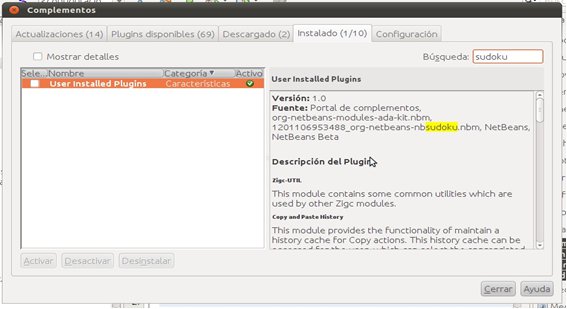 Captura de pantalla donde se muestra el proceso de eliminación de módulos y plugins en NetBeans. 