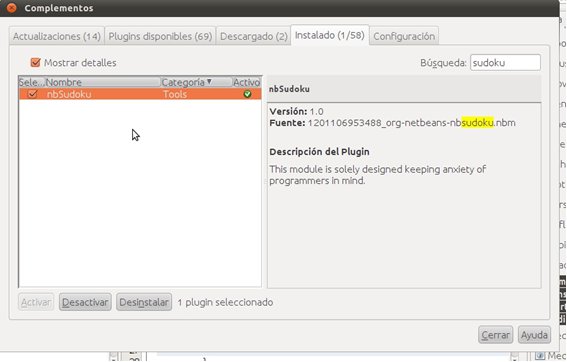 Captura de pantalla donde se muestra el proceso de eliminación de módulos y plugins en NetBeans. 