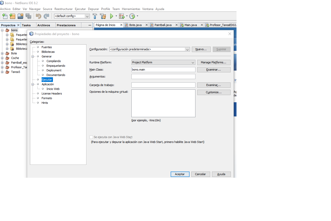 Captura de pantalla de uno de los aspectos de la configuración personalizada de NetBeans.
