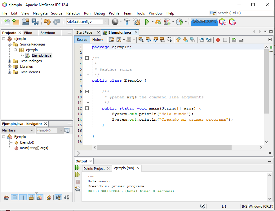 Captura de pantalla donde se muestra el proceso de edición de programas en NetBeans. 