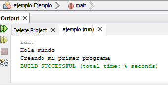 Captura de pantalla del momento de ejecución de  un trozo de programa escrito en lenguaje Java bajo el entorno de desarrollo NetBeans, versión 6,9,1. 