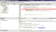Captura de pantalla que muestra el código de un programa Java, que está siendo depurado, y que tiene un punto de ruptura, dentro del IDE NetBeans. 