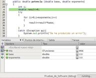 Captura de pantalla en la que se muestra el examinador de variables de NetBeans, indicando su tipo y valor.