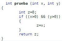 Imagen que muestra el código de una función, de nombre prueba, implementada en Java y que recibe dos argumentos.