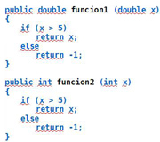 Imagen con la implementación de dos funciones, de nombre funcion1 y funcion2.
