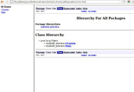 Captura de pantalla de la página de documentación de una aplicación, realizada por la herramienta JavaDoc. Aparece el nombre de un paquete de nombre 'unidad4_practica' y las dos clase que lo componen: CCuenta y Main.