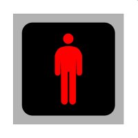 Imagen con la típica figura roja que indica la prohibición de cruzar en un semáforo de peatones. La imagen está compuesta por la figura de una persona parada en rojo, sobre un rectángulo de color negro.