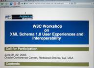 Pantalla del ordenador donde se ve la página del grupo de trabajo del W3C que se ocupa de XML Schema