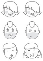 Caricaturas de caras con distintas expresiones.