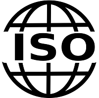Se lee ISO dentro de un diujo de la bola del mundo.
