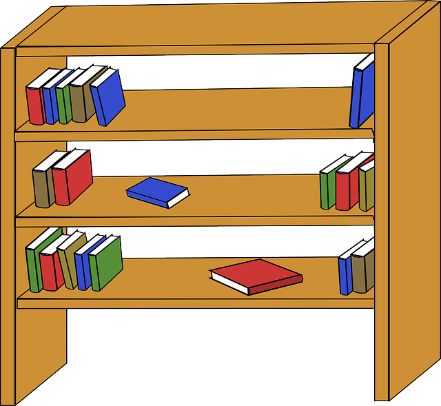 Dibujo de una estanterías con algunos libros