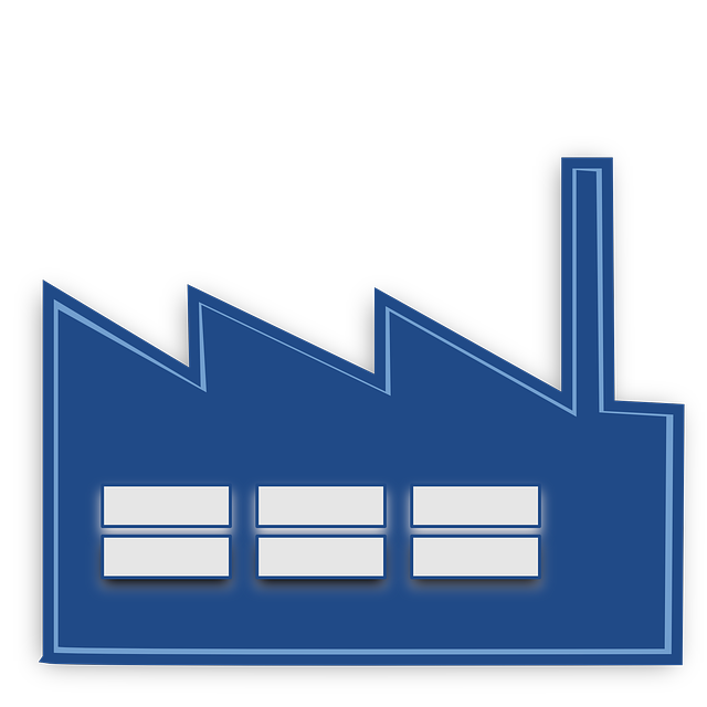 Icono de una fábrica con tejado en forma de dientes de sierra