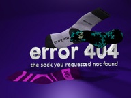 Mensaje de error que dice error 404, los calcetines que buscabas no se encontraron.