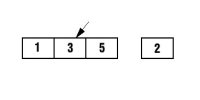 Tres cuadrados consecutivos representando tres registros y uno más a la derecha