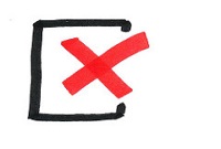 Cruz roja sobre caja con borde negro.