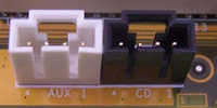 Conectores de entrada de sonido a la tarjeta de sonido integrada en la placa base.