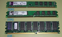 res módulos distintos de memoria RAM para mostrar sus diferencias de forma.