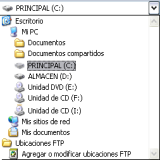 Captura del explorador en un sistema de archivos Windows
