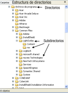 Jerarquía del sistema de archivos. Captura de pantalla del explorador de Windows.
