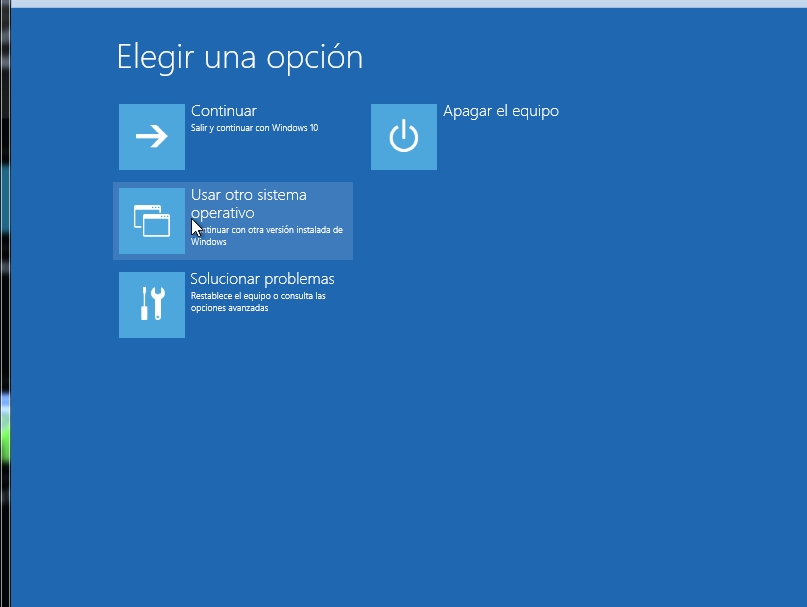 Muestra el interfaz de Windows 10 para configurar el Inicio del sistema.