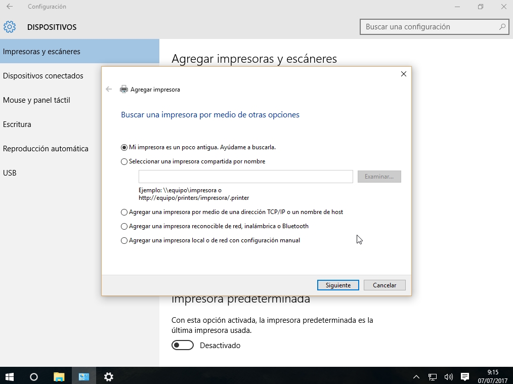 Captura de Windows 10 donde se muestra pantalla de instalación de controlador manualmente.
