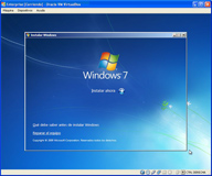 Primera pantalla del instalador de Windows 7, en la que se muestra el botón para iniciar la instalación.