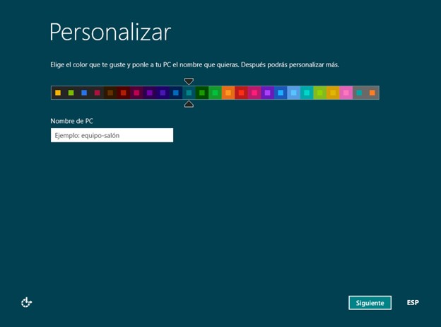 Nombre de PC  y personalización de colores