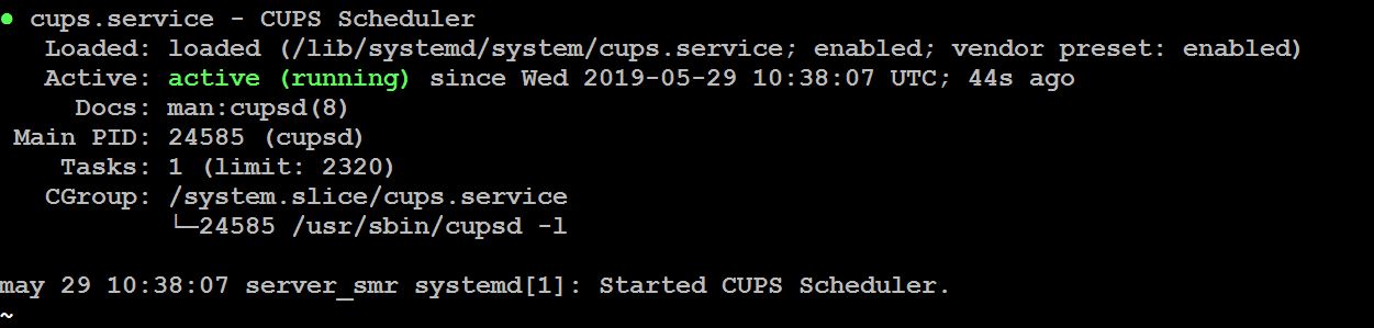 Estado del servicio cups