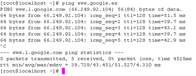 Resultado de ejecutar el comando ping para comprobar la comunicación con el servidor  www.google.es.
